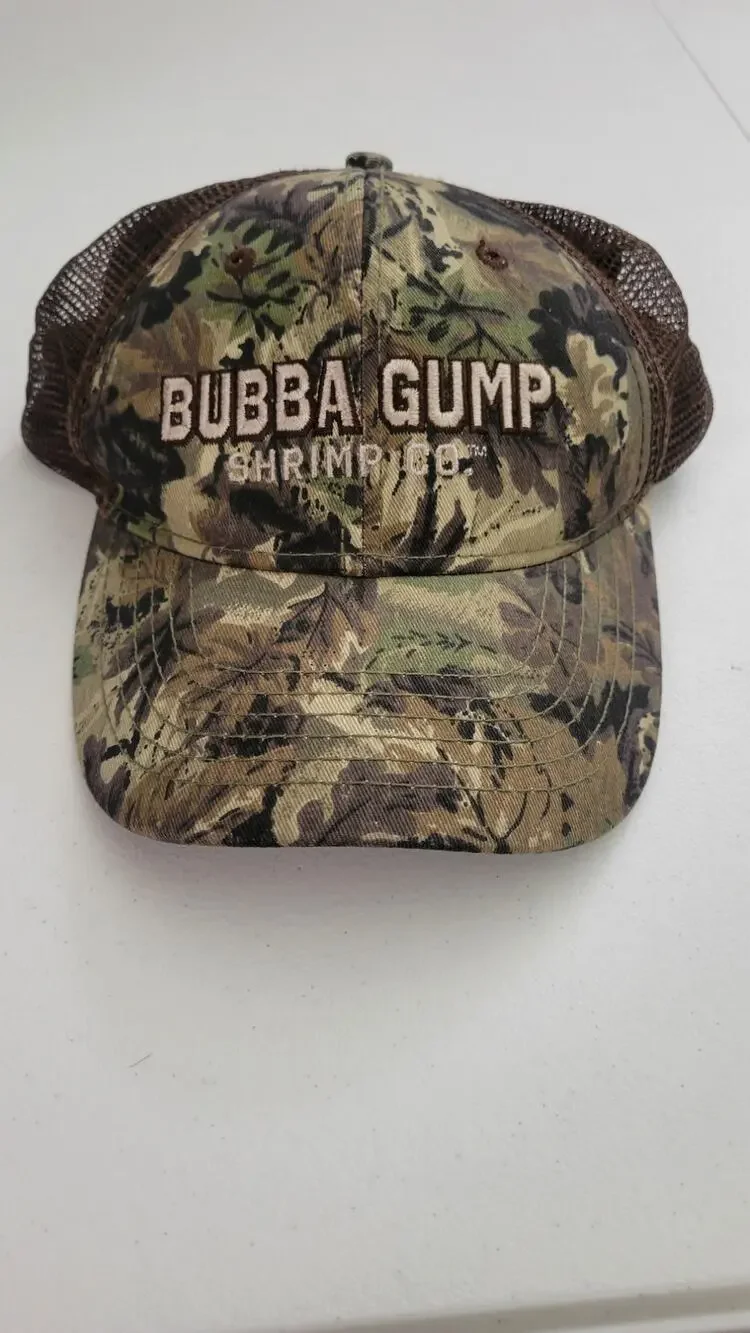 Bubba Gump Shrimp Co Camo Trucker Hat Snapback Brown Mesh Adjustable Cap